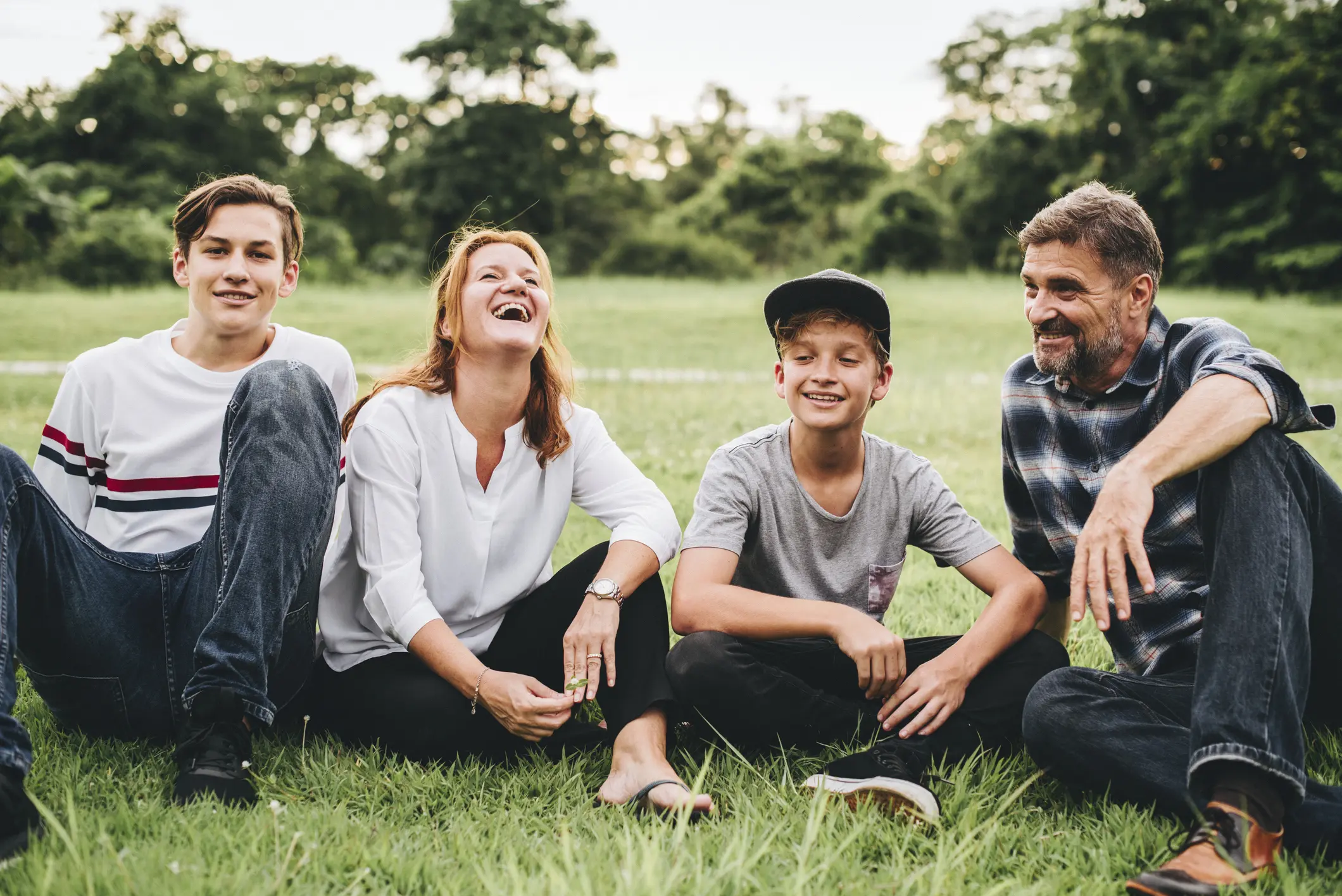 Happy family enjoying in the park